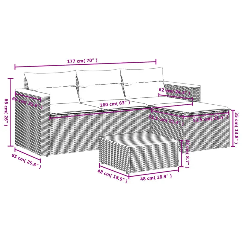 Lounge tuinstoelen in zwart materiaal met natuurlijke afwerking en afmetingen - Tuinsets