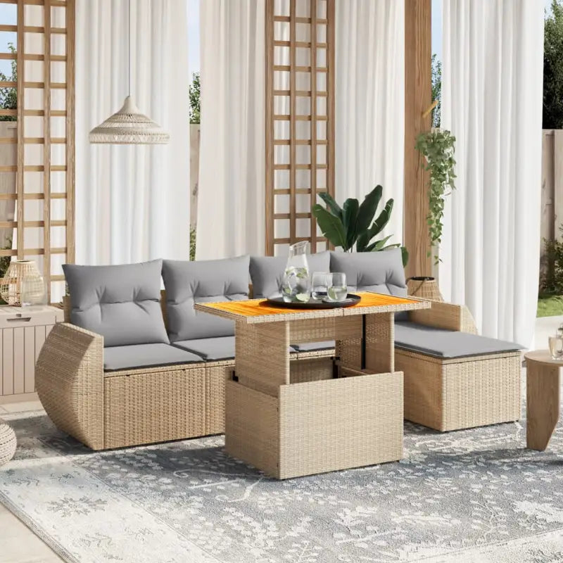 Lounge tuinstoelset in beige materiaal met gepoedercoat staal afmetingen - Beige en grijs / zonder opbergruimte