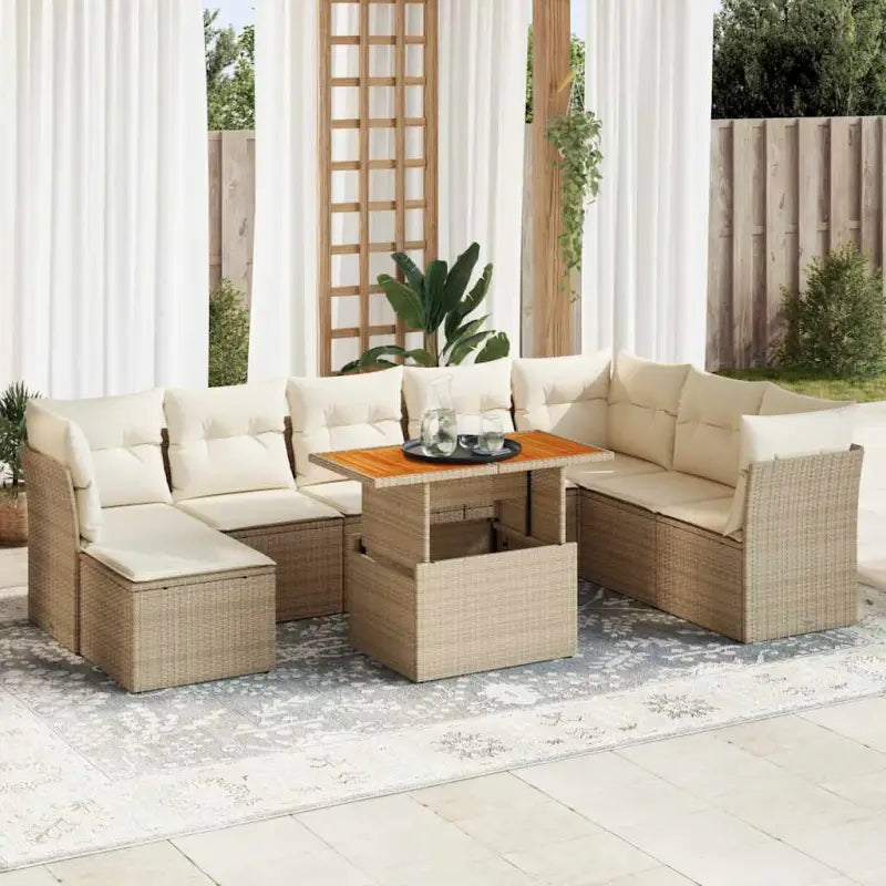 Lounge tuinstoelset van beige materiaal en gepoedercoat staal - beige en crèmekleurig / met opbergruimte - Tuinsets