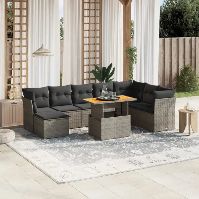 Lounge tuinstoelset van beige materiaal en gepoedercoat staal - Grijs / zonder opbergruimte - Tuinsets