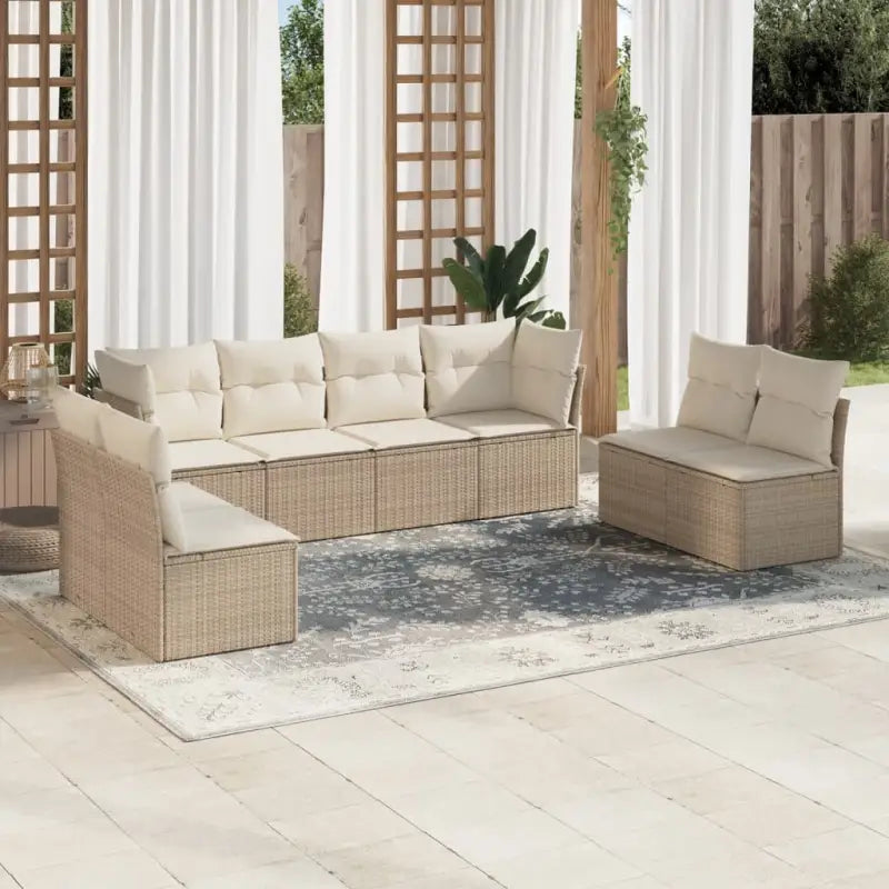 Lounge tuinstoelset van poly rattan met comfortabele zitervaring - beige en crèmekleurig / Zonder tafel - Tuinsets