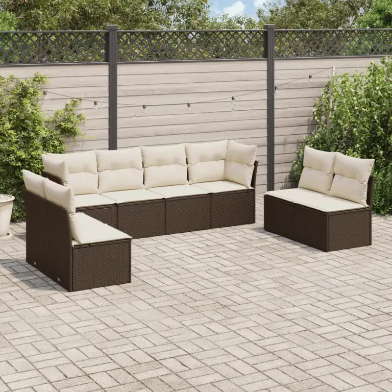 Lounge tuinstoelset van poly rattan met comfortabele zitervaring - Bruin en crème / Zonder tafel - Tuinsets