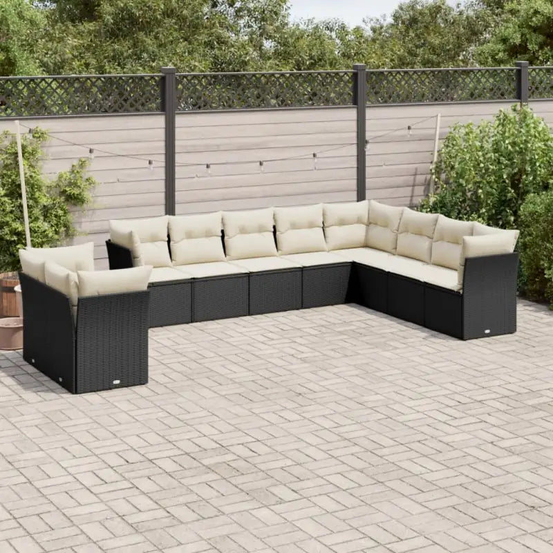 Lounge tuinstoelset van poly rattan met waterdichte tas en gepoedercoat staal - Zwart en crème / Zonder tafel - Tuinsets