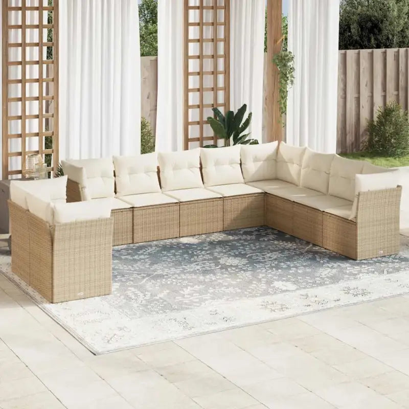 Lounge tuinstoelset van poly rattan met waterdichte tas en gepoedercoat staal - beige en crèmekleurig / Zonder tafel