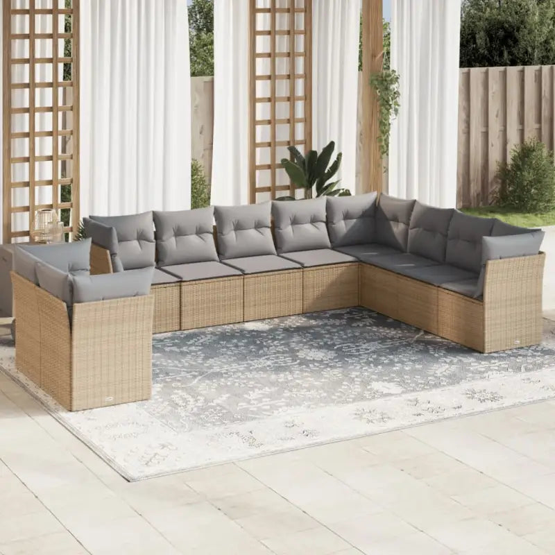Lounge tuinstoelset van poly rattan met waterdichte tas en gepoedercoat staal - Beige en grijs / Zonder tafel - Tuinsets