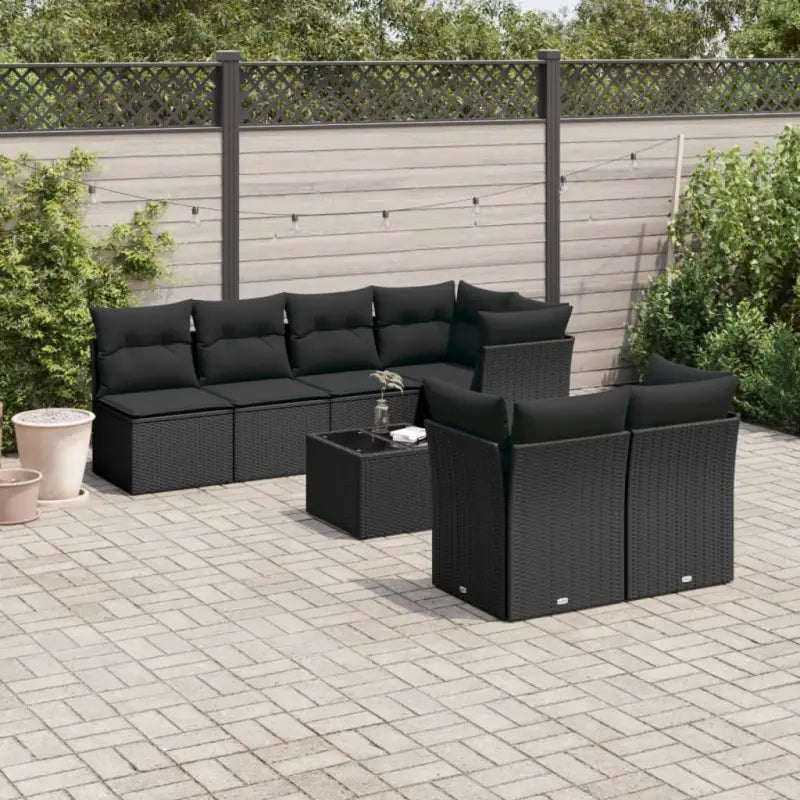 Lounge tuintafel set met waterdichte tas en zwart materiaal - Zwart / 3x midden + 4x hoek + Tafel - Tuinsets
