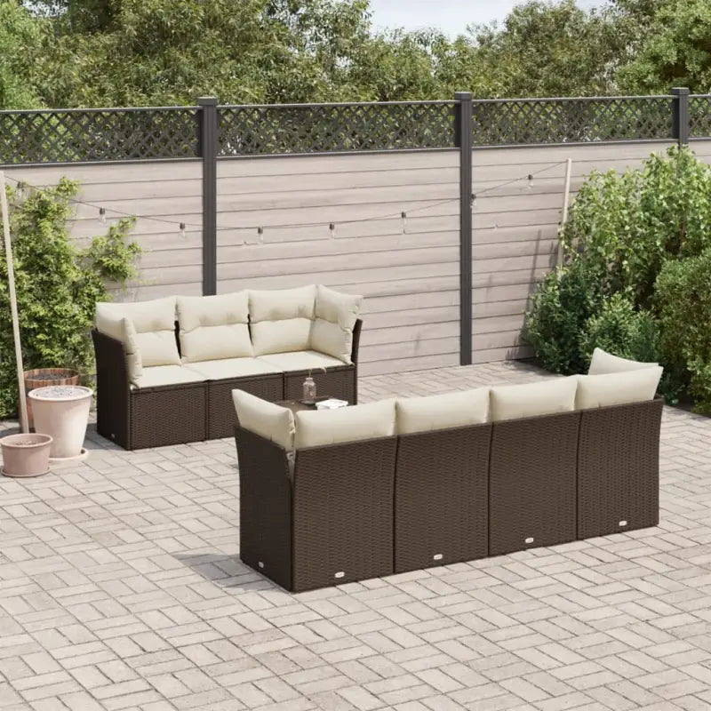 Lounge tuintafel set met waterdichte tas en zwart materiaal - Bruin / 4x hoek + 3x midden + Tafel - Tuinsets