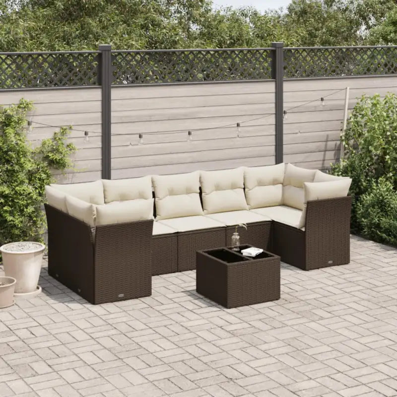 Lounge tuintafel set met waterdichte tas en zwart materiaal - Bruin / Tafel + 4x hoek + 3x midden - Tuinsets