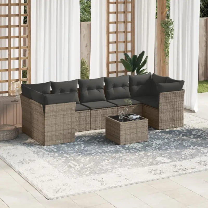Lounge tuintafel set met waterdichte tas en zwart materiaal - Grijs / Tafel + 4x hoek + 3x midden - Tuinsets