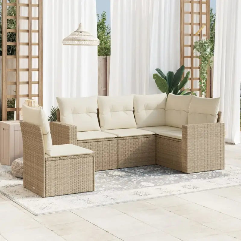 Lounge tuintafel set van gepoedercoat staal met beige materiaal - beige en crèmekleurig / Zonder tafel - Tuinsets