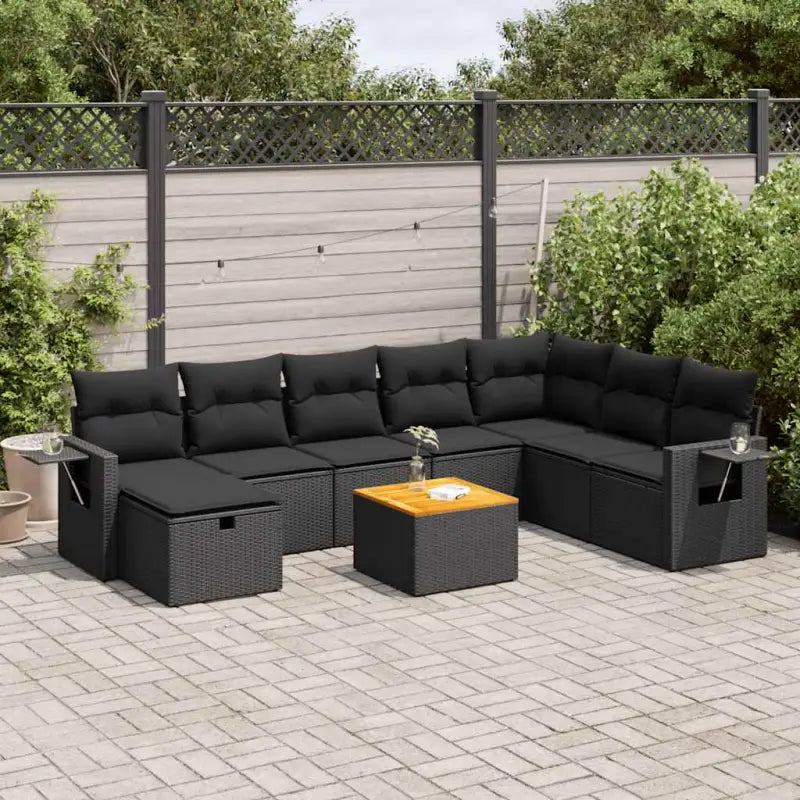 Lounge tuintafelset in beige materiaal en gepoedercoat staal - Zwart / met opbergruimte - Tuinsets