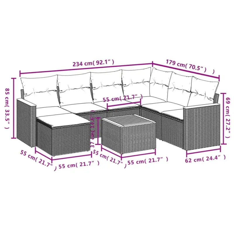 Lounge tuintafelset met beige materiaal en gepoedercoat staal afmetingen - Tuinsets