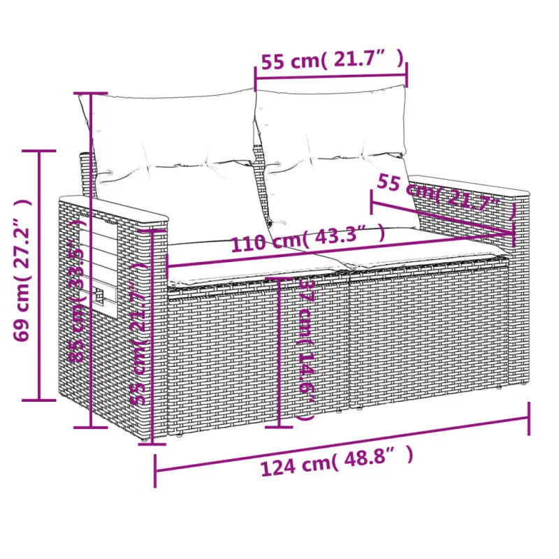 Lounge tuintafelset met grijs materiaal en gepoedercoat staal - Tuinsets