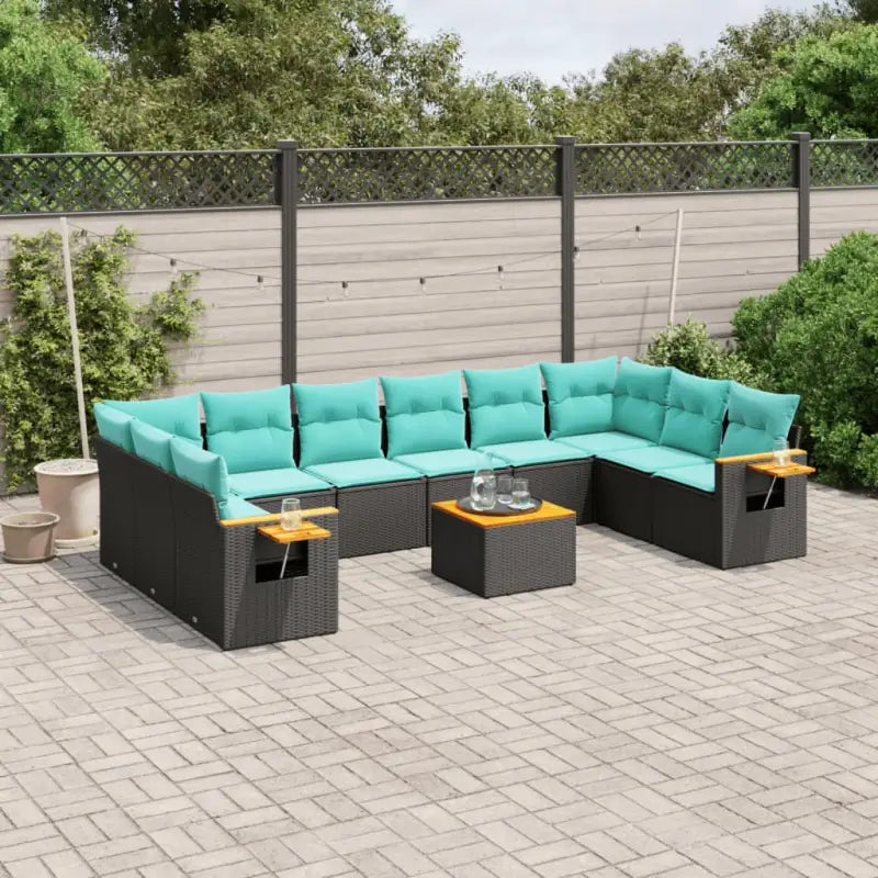 Lounge tuintafelset met grijs materiaal en gepoedercoat staal - Zwart / Met tafel - Tuinsets