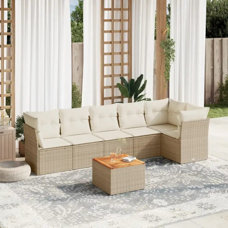 Lounge tuintafelset met waterdichte tas en grijs gepoedercoat staal - beige en crèmekleurig / 3x hoek + 3x midden
