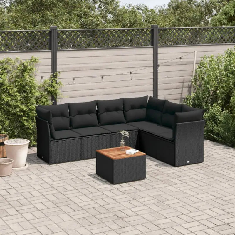 Lounge tuintafelset met waterdichte tas en grijs gepoedercoat staal - Zwart / 3x midden + 3x hoek + Tafel - Tuinsets