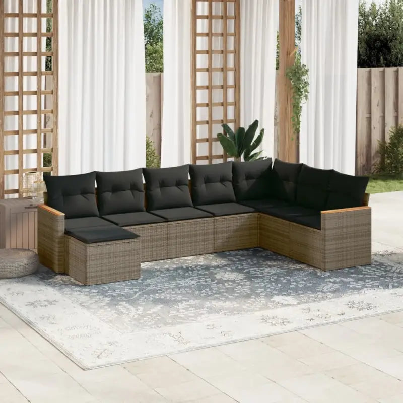 Loungebank in beige materiaal met gepoedercoat staal en waterdichte tas - Grijs / Zonder tafel - Tuinsets