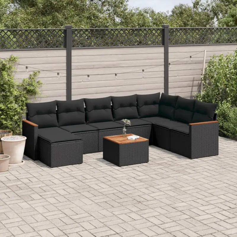 Loungebank in beige materiaal met gepoedercoat staal en waterdichte tas - Zwart / Met tafel - Tuinsets