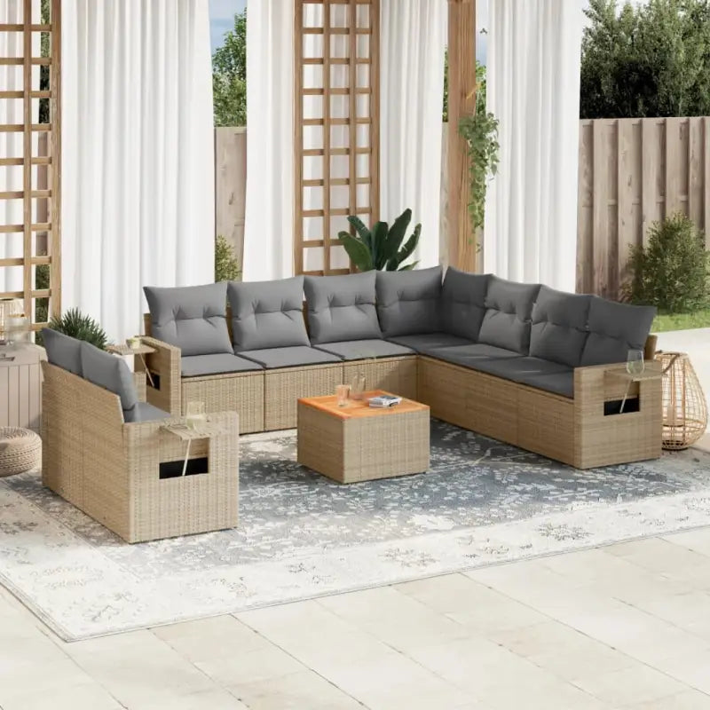 Loungebank in Grijs Materiaal met Waterdichte Tas en Gepoedercoat Staal - Beige en grijs - Tuinsets