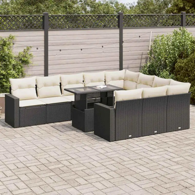 Loungebank in lichtgrijs met waterdichte zak en gepoedercoat staal - Zwart en crème - Tuinsets