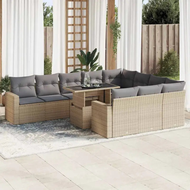 Loungebank in lichtgrijs met waterdichte zak en gepoedercoat staal - Beige en grijs - Tuinsets