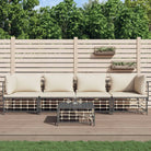 Loungebank in poly rattan en antraciet materiaal voor buitenplezier - 1 / Beige / 2x hoek + 2x midden + Tafel