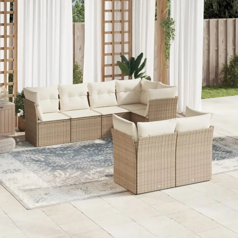Loungebank in poly rattan met waterdichte tas en gepoedercoat staal - beige en crèmekleurig - Tuinsets