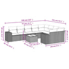 Loungebank in zwart materiaal met gepoedercoat staal afmetingen - Tuinsets