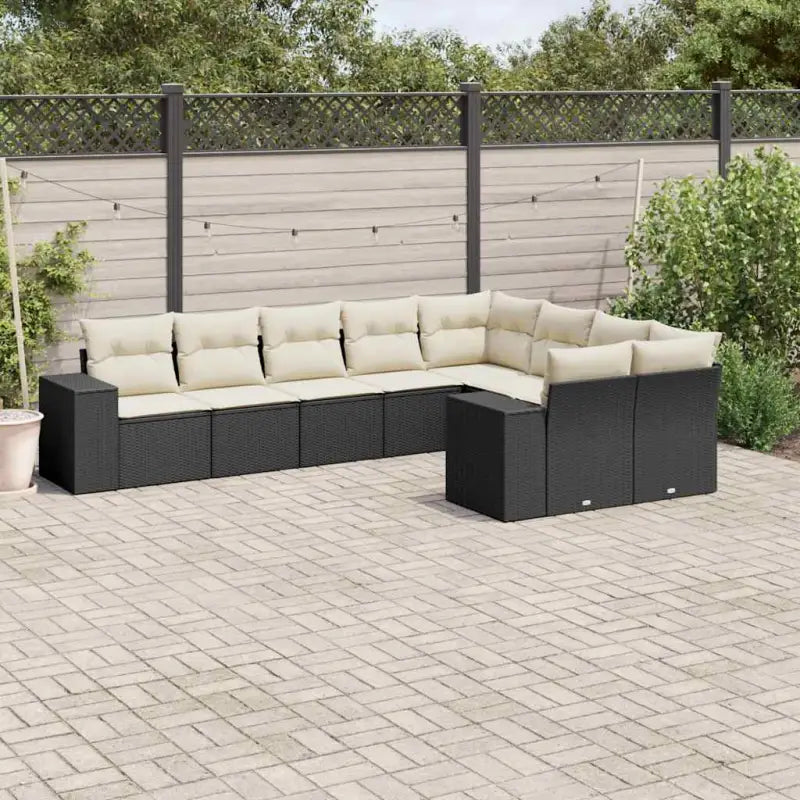 Loungebank in zwart materiaal met gepoedercoat staal afmetingen - Zwart en crème / Zonder tafel - Tuinsets