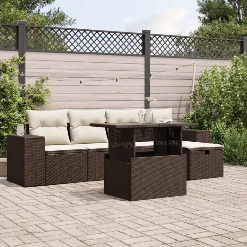 Loungebank in zwart materiaal met gepoedercoat staal afmetingen - Bruin en crème / zonder opbergruimte - Tuinsets