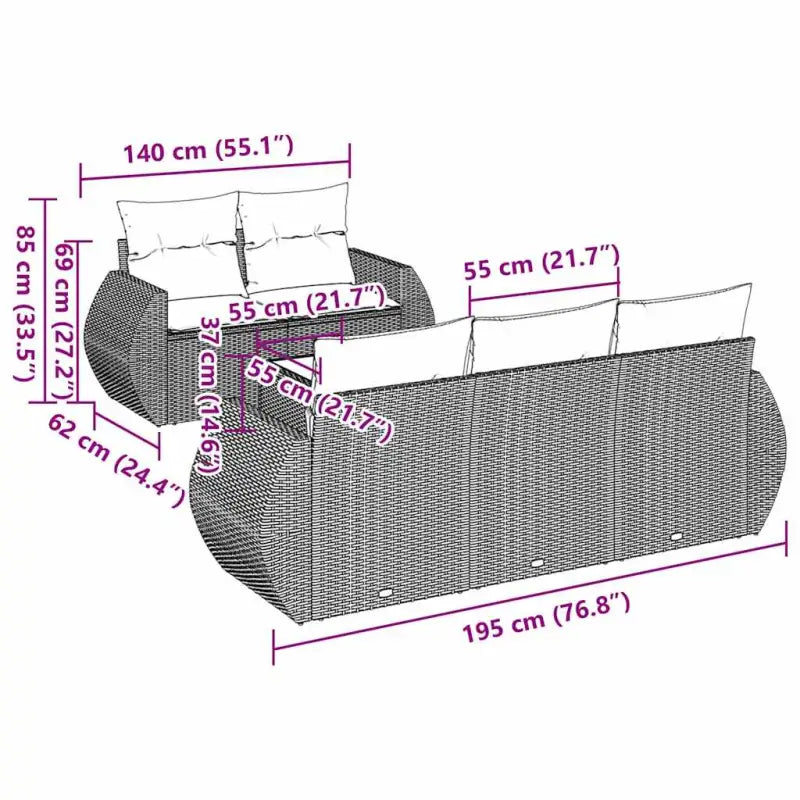 Loungebank in zwart materiaal met waterdichte tas en gepoedercoat staal - Tuinsets