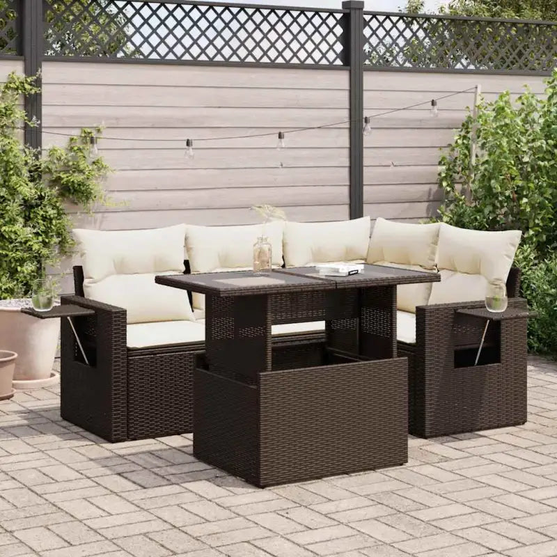 Loungebank in zwart materiaal van gepoedercoat staal met ideale afmetingen - Bruin en crème / met opbergruimte
