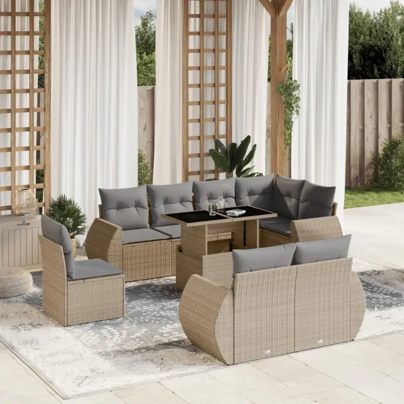 Loungebank met beige materiaal en gepoedercoat staal afmetingen - Beige en grijs / zonder opbergruimte - Tuinsets