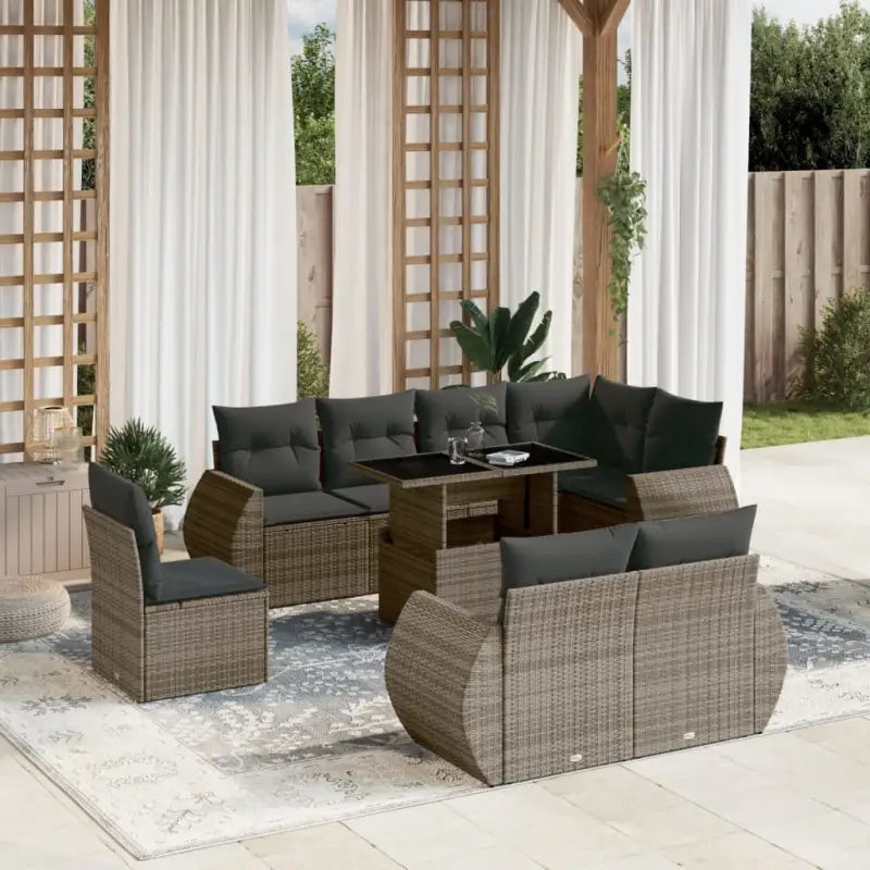 Loungebank met beige materiaal en gepoedercoat staal afmetingen - Grijs / zonder opbergruimte - Tuinsets
