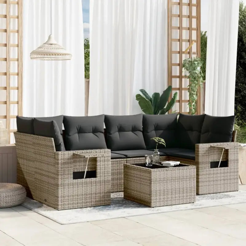 Loungebank met beige materiaal en gepoedercoat staal voor je tuin - Grijs - Tuinsets