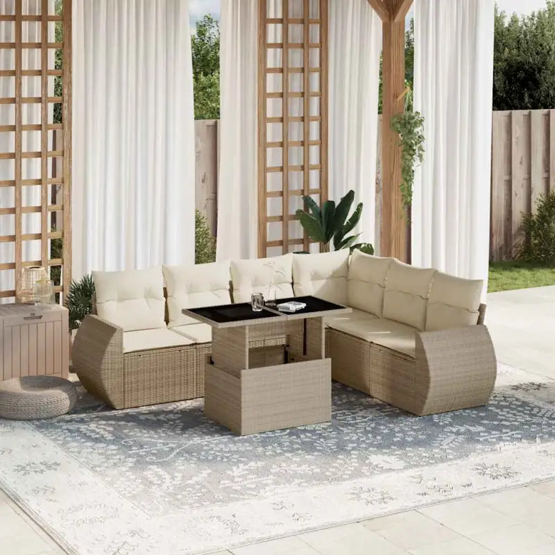 Loungebank met beige materiaal en gepoedercoat staal voor tuin en terras - Tuinsets