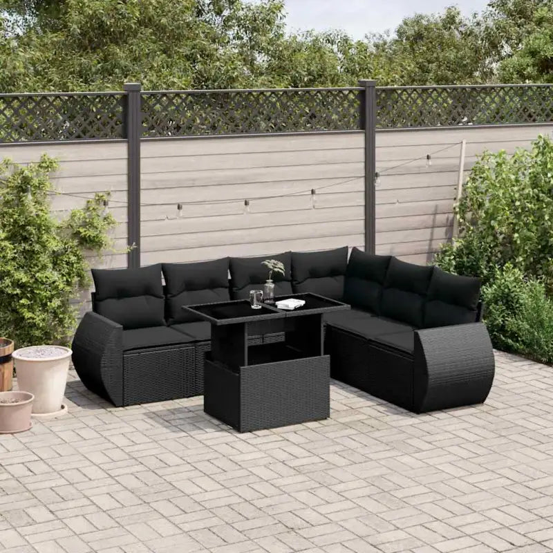 Loungebank met beige materiaal en gepoedercoat staal voor tuin en terras - Zwart / zonder opbergruimte - Tuinsets