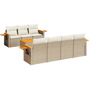 Loungebank met beige materiaal en poly rattan voor buitenplezier - Tuinsets