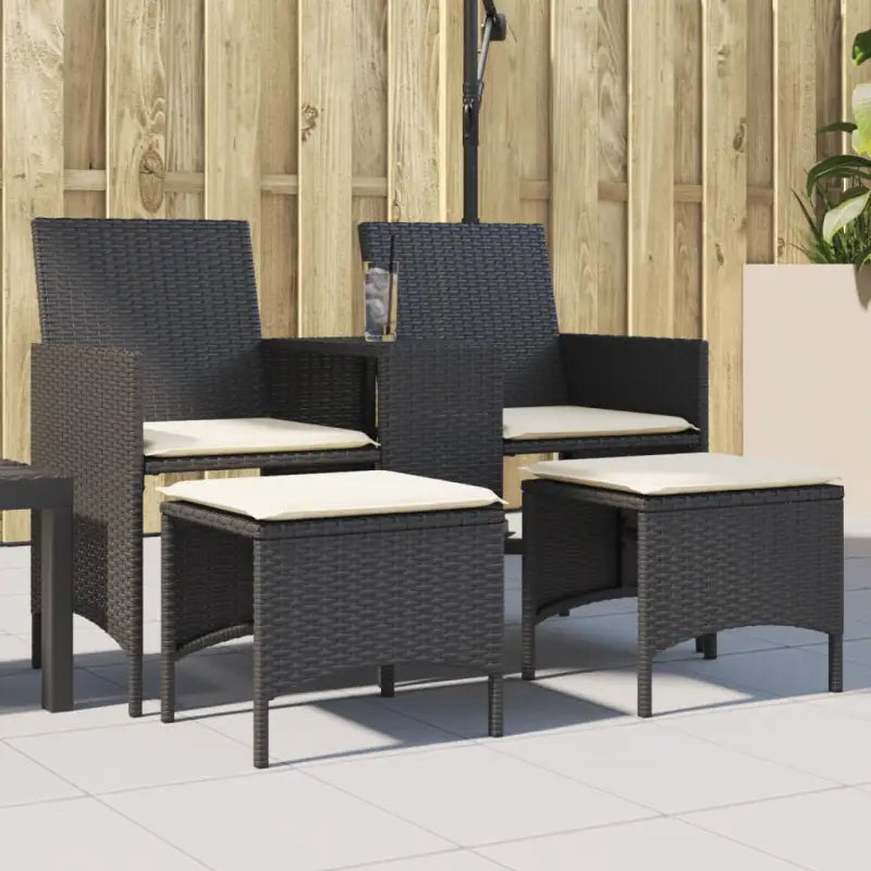 Loungebank met poly rattan en wasbare hoes voor buitenruimte - Zwart / 1 / Met voetenbank - Loungebanken