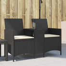 Loungebank met poly rattan en wasbare hoes voor buitenruimte - Zwart / 1 / Zonder voetenbank - Loungebanken