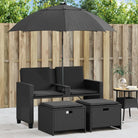 Loungebank met wasbare hoes en zwart materiaal voor buitengebruik - Zwart / 1 - Loungebanken