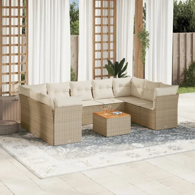 Loungebank set in beige materiaal met waterdichte tas en gepoedercoat staal - Tuinsets