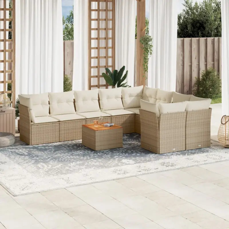 Loungebank set in beige materiaal met waterdichte tas en gepoedercoat staal - beige en crèmekleurig / Tafel + 4x hoek