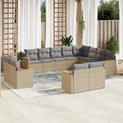 Loungebank set in gemengd beige met gepoedercoat staal en afmetingen - Tuinsets
