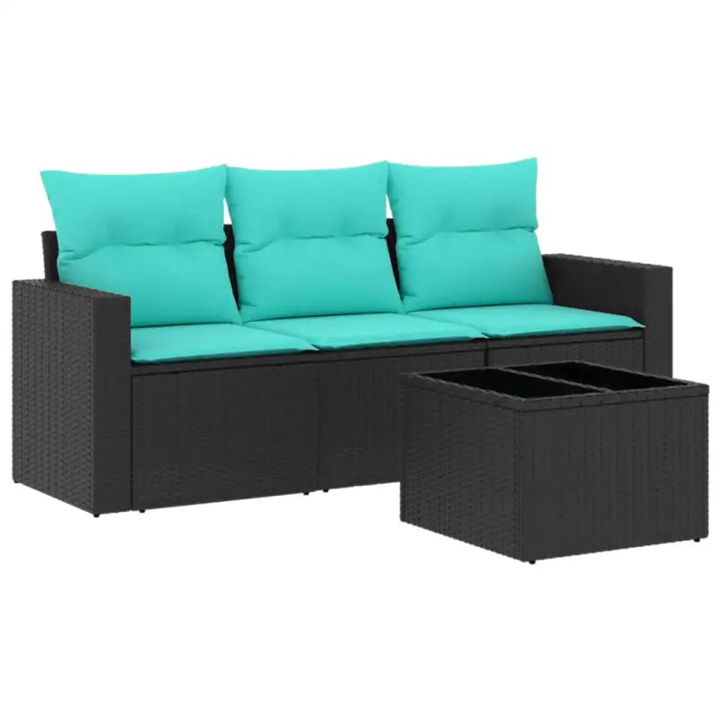 Loungebank set in zwart materiaal met gepoedercoat staal afmetingen - Tuinsets