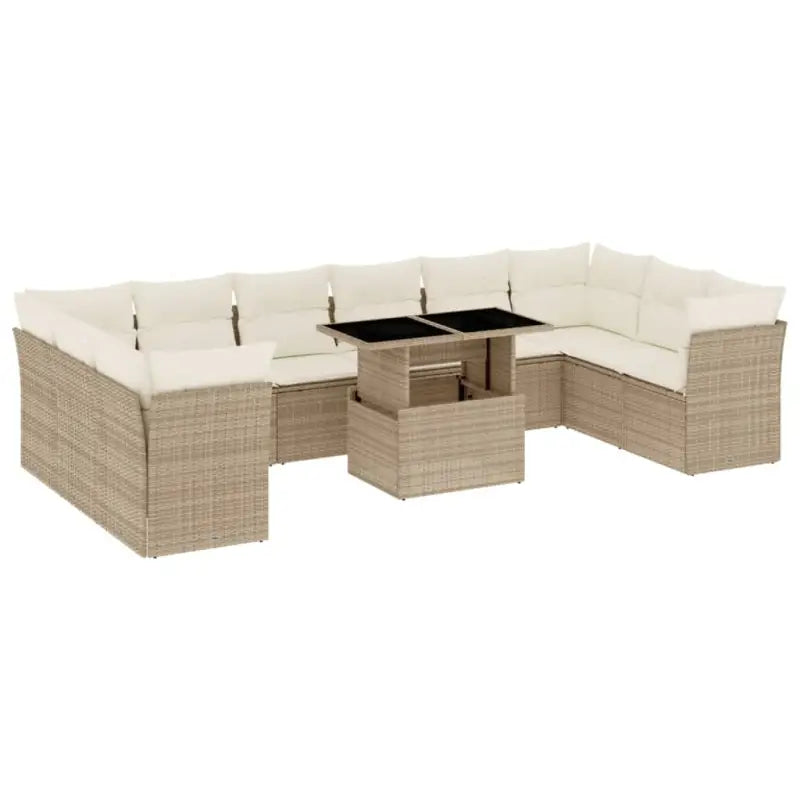Loungebank set met beige materiaal en gepoedercoat staal afmetingen - Tuinsets