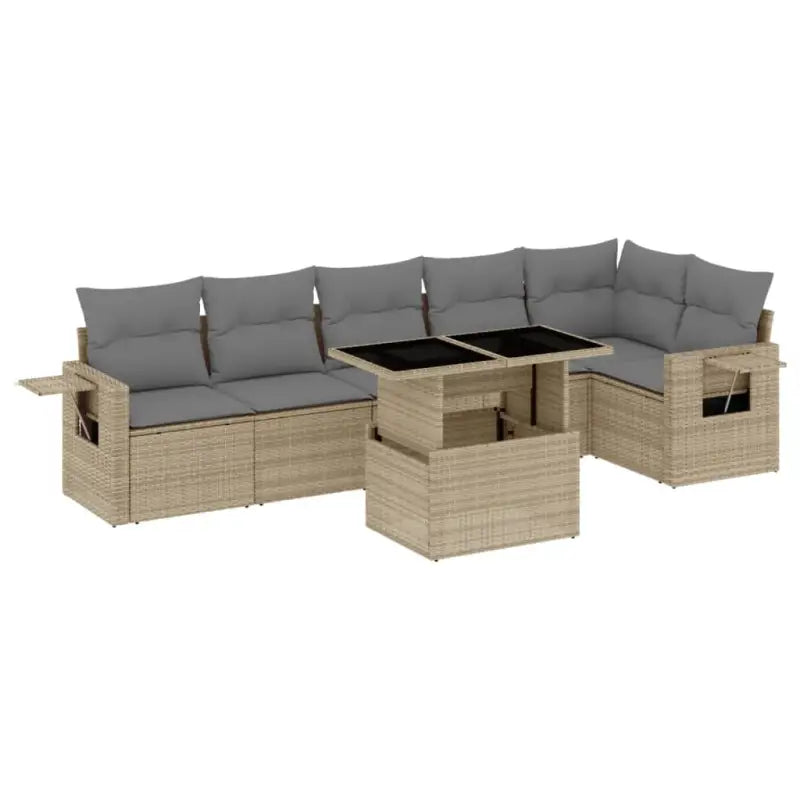 Loungebank set met beige materiaal en gepoedercoat staal afmetingen - Tuinsets