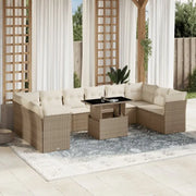 Loungebank set met beige materiaal en gepoedercoat staal afmetingen - Tuinsets