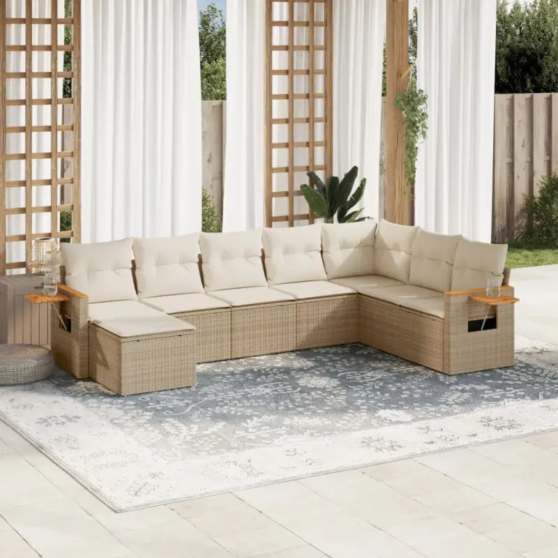 Loungebank set met beige materiaal en gepoedercoat staal afmetingen - beige en crèmekleurig / Zonder tafel - Tuinsets