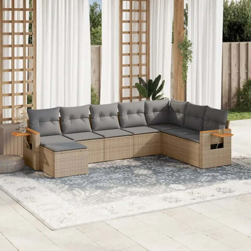 Loungebank set met beige materiaal en gepoedercoat staal afmetingen - Tuinsets